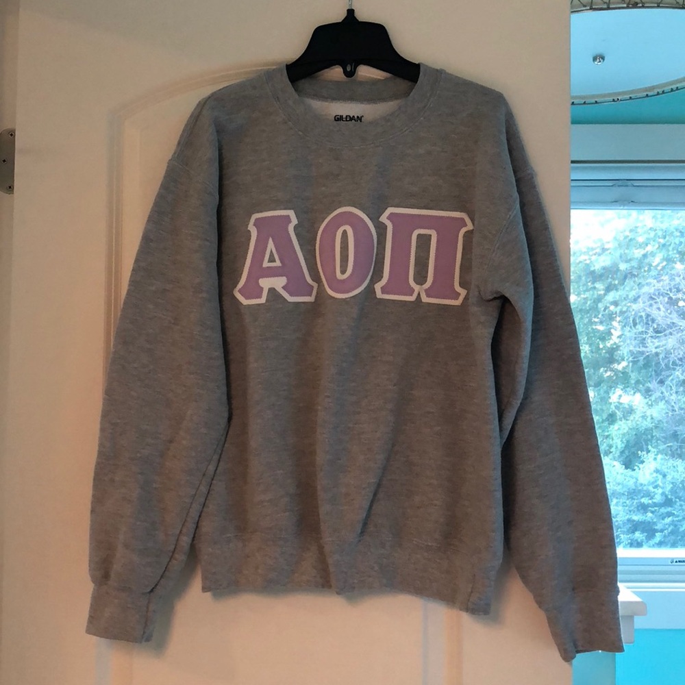 Alpha omicron pi stitched letter sweatshirt